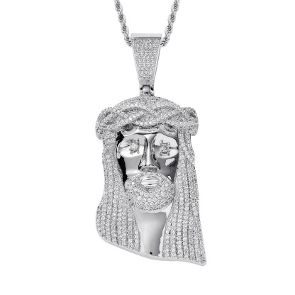 Big Jesus Piece Moissanite White Gold Pendant