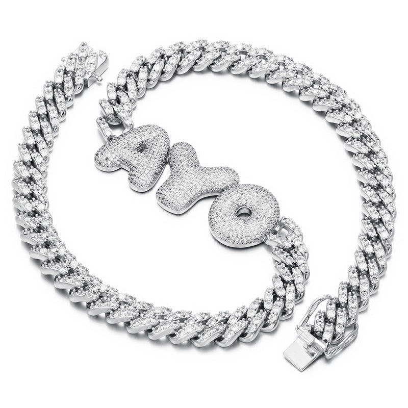 Moissanite Bubble Ball Font Customizable Letter Pendant Set