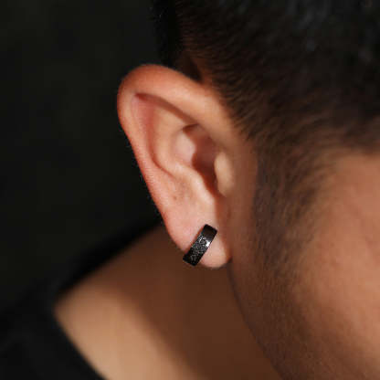 S925 Moissanite Hip Hop Black Cross Earrings