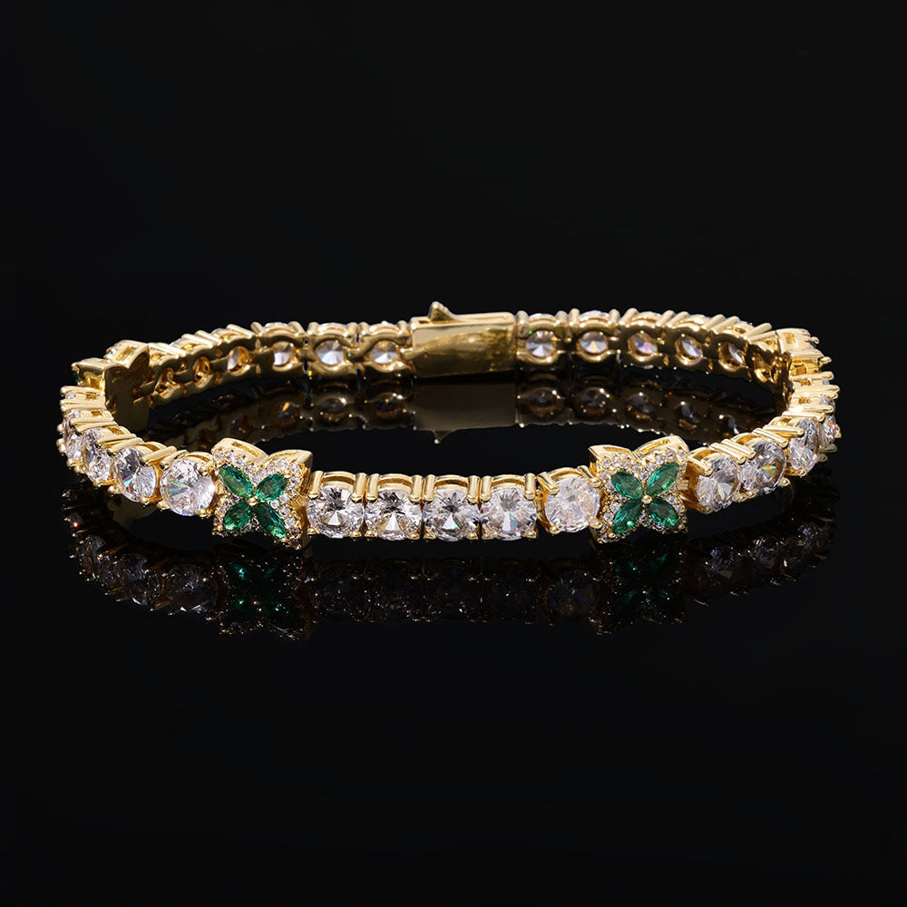 5mm Moissanite Four-Leaf Clover Tennis Bracelet