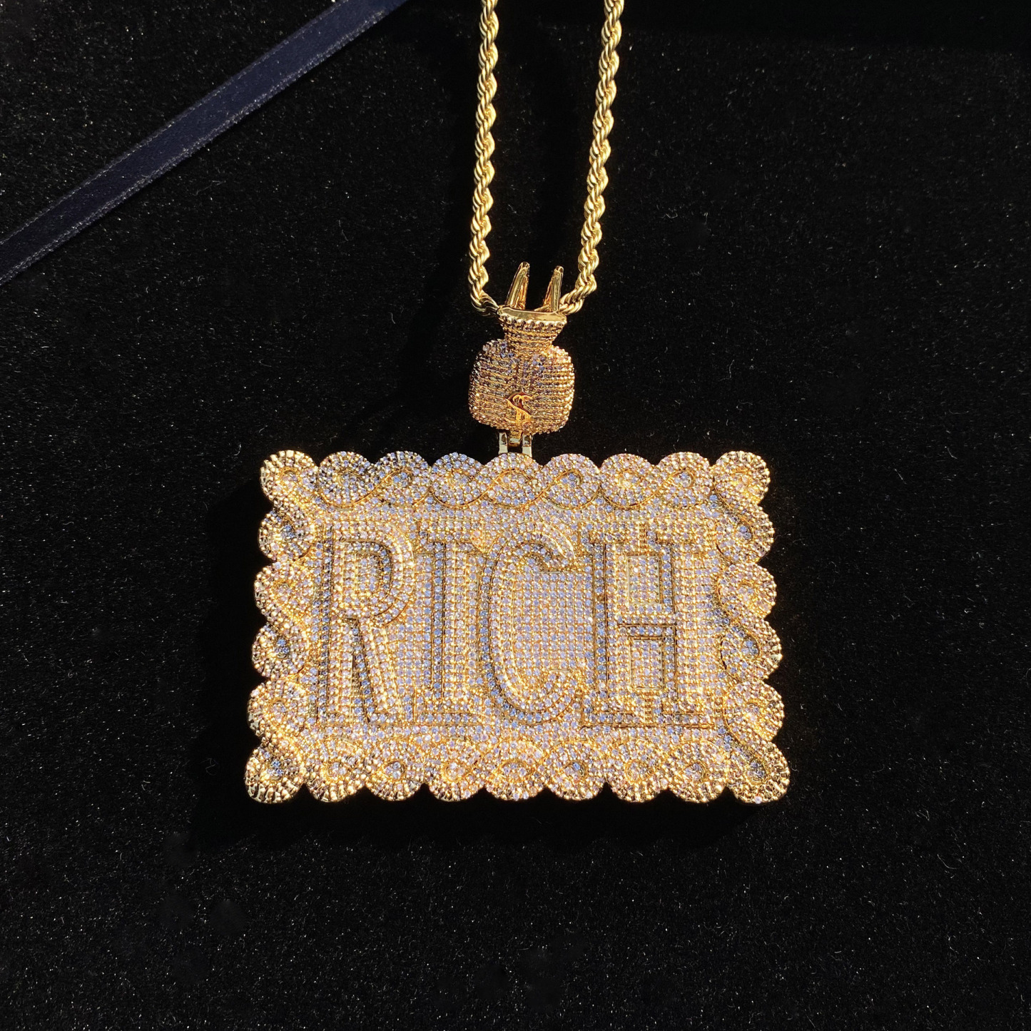 Hip-Hop Moissanite "RICH" Letter Pendant