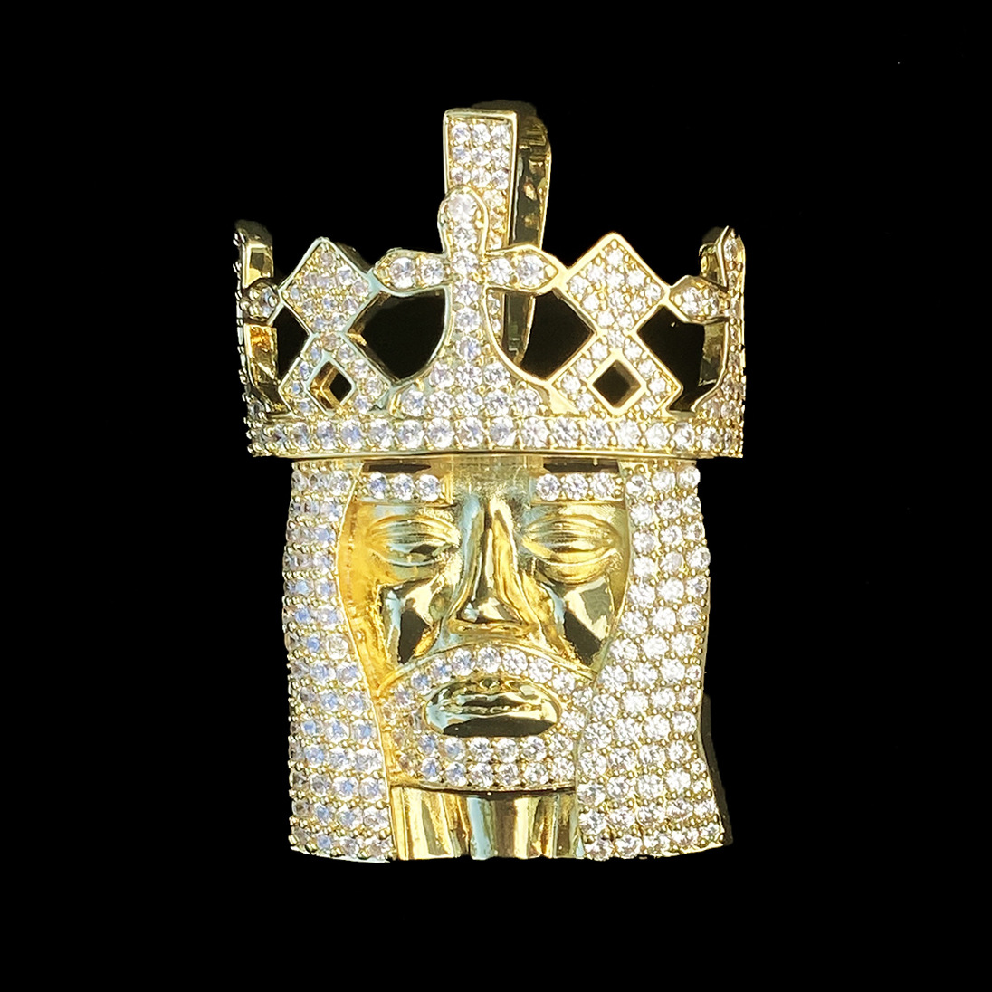 Moissanite Crown Jesus Pendant
