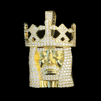 Moissanite Crown Jesus Pendant