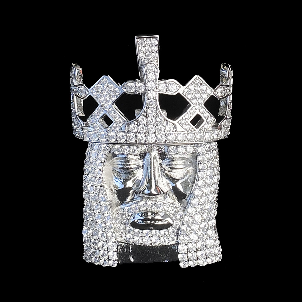 Moissanite Crown Jesus Pendant