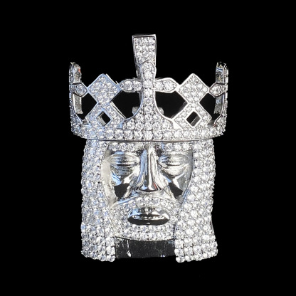 Moissanite Crown Jesus Pendant