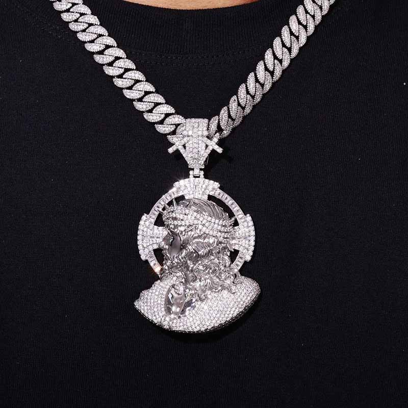 Iced‑Out Moissanite Portrait Pendant