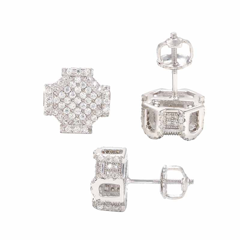 10mm925 Silver Moissanite Olive-Shaped Spiral Stud Earrings