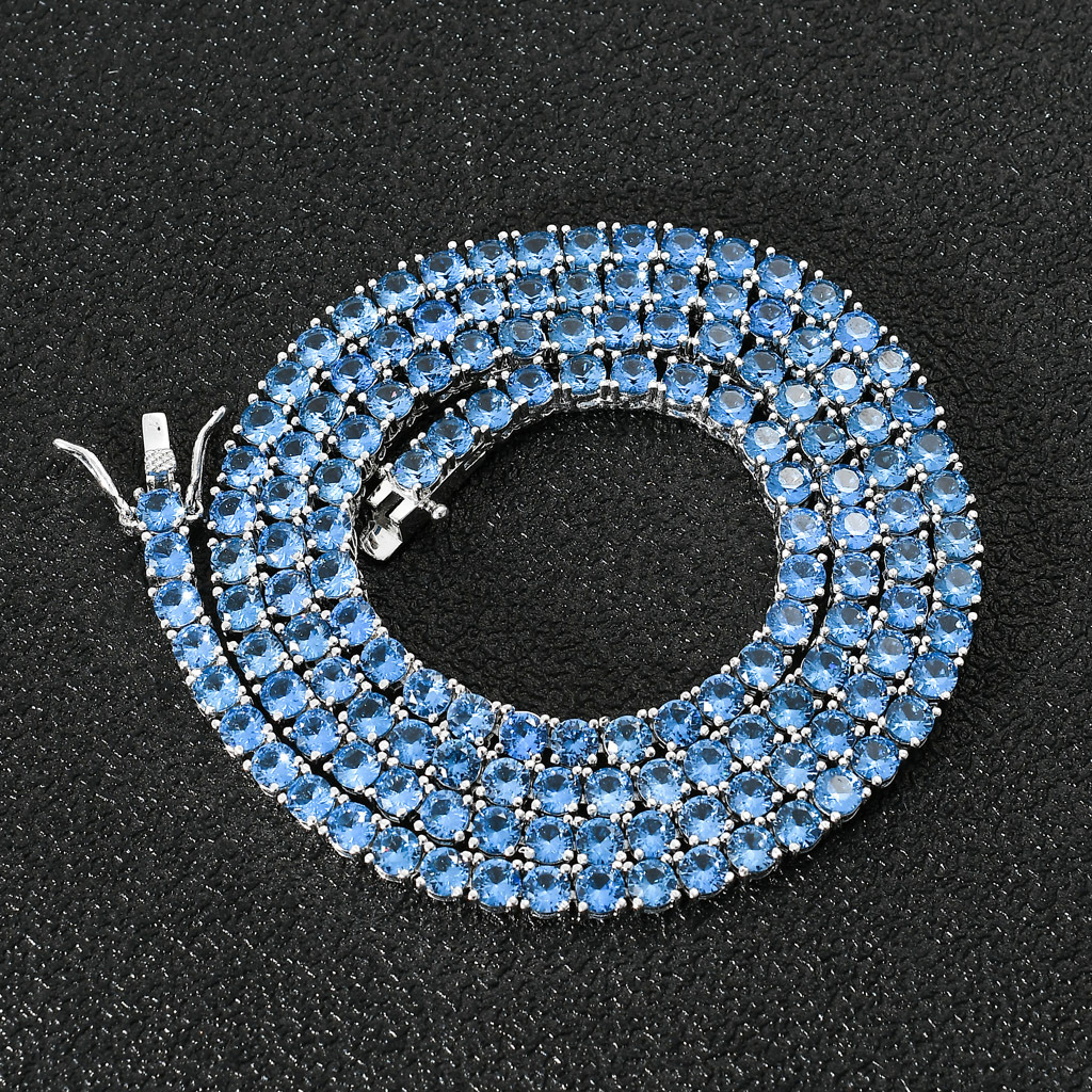 4mm Ice Rare Blue Moissanite Tennis Chain