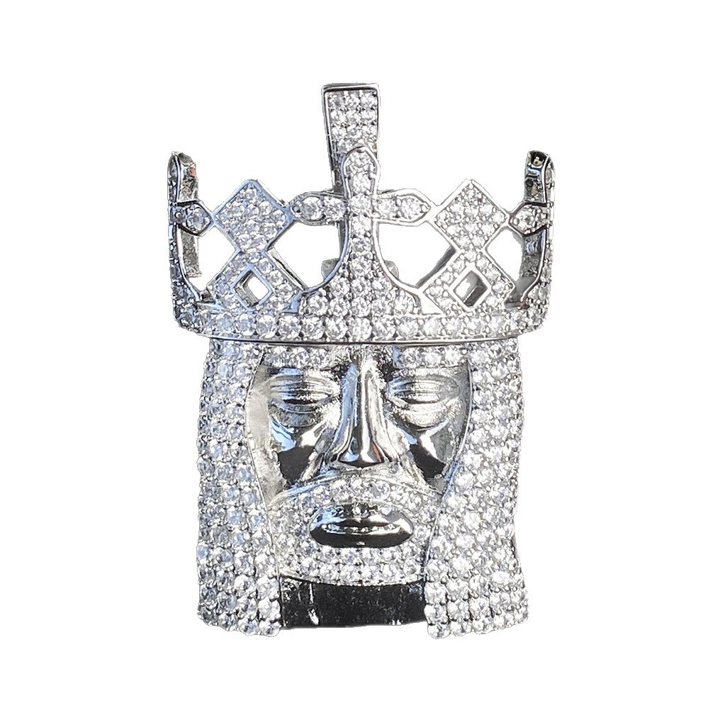 Moissanite Crown Jesus Pendant