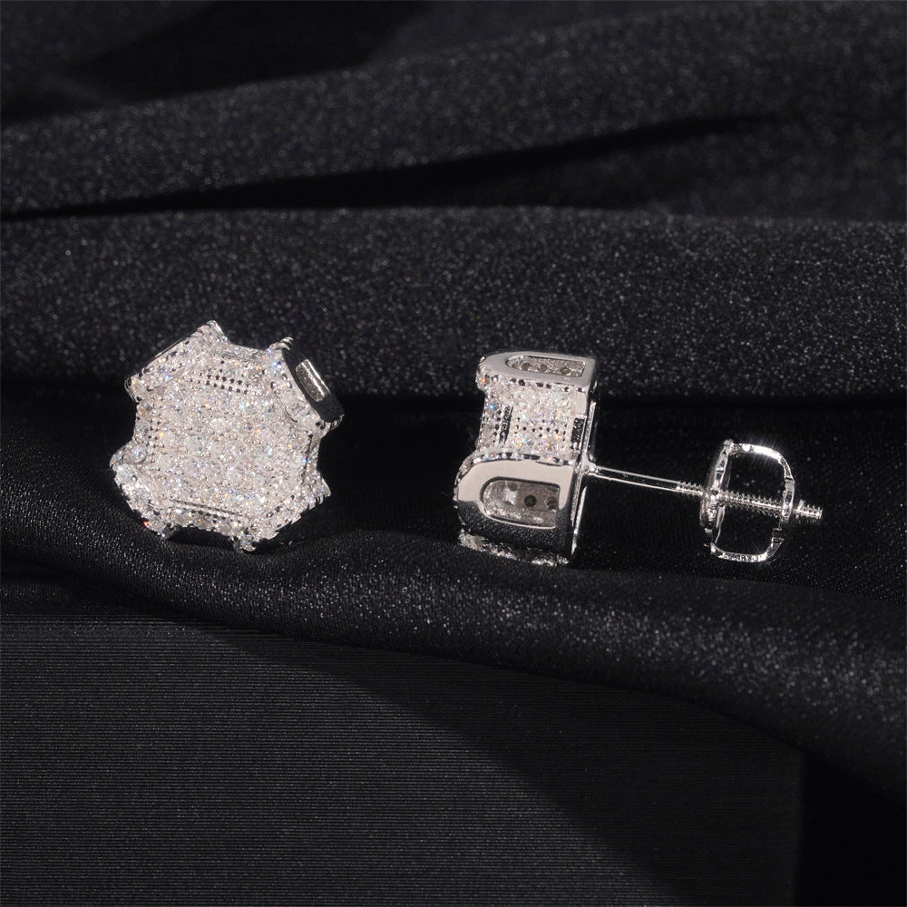 10mm925 Silver Moissanite Olive-Shaped Spiral Stud Earrings
