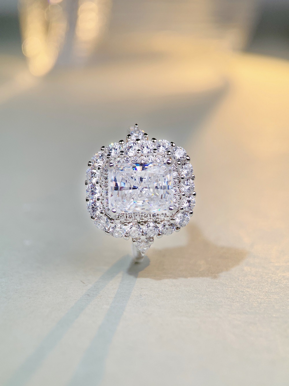 Pink Emerald Cut 3 Carat Engagement Ring