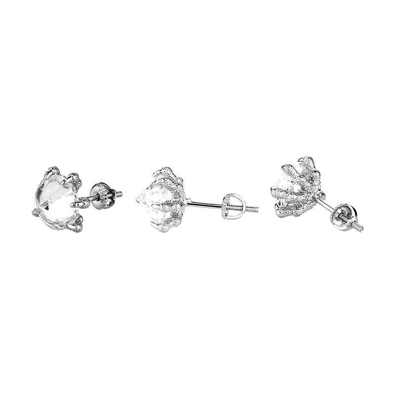 Moissanite Hip Hop Dragon Claw Earrings