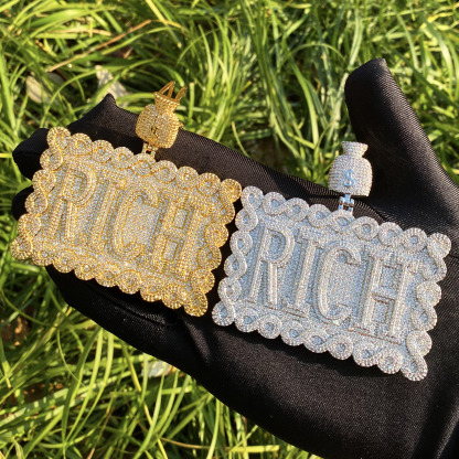 Hip-Hop Moissanite "RICH" Letter Pendant