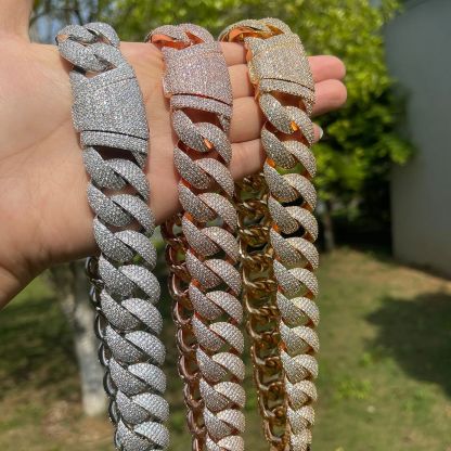 25mm Hip-Hop Moissanite Bubble Cuban Link Necklace