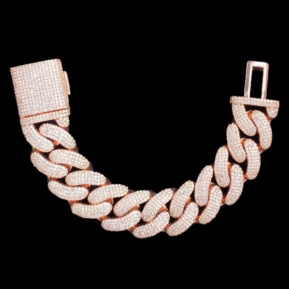 Moissanite Crescent Cuban Link Bracelet