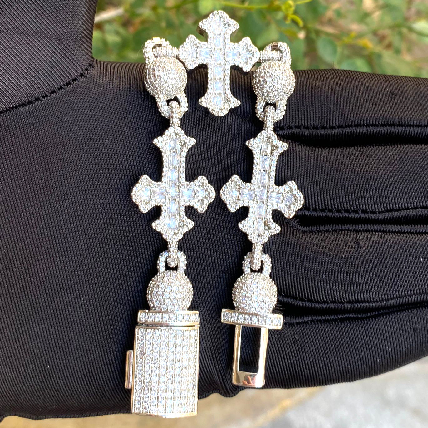 Hip-Hop Cross Bracelet with Moissanite Beads