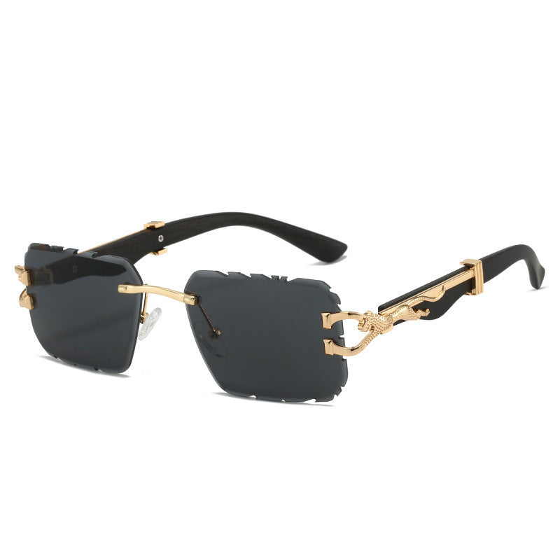 Square Sawtooth Rimless Leopard Sunglasses