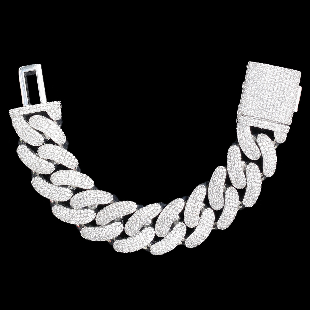 Moissanite Crescent Cuban Link Bracelet