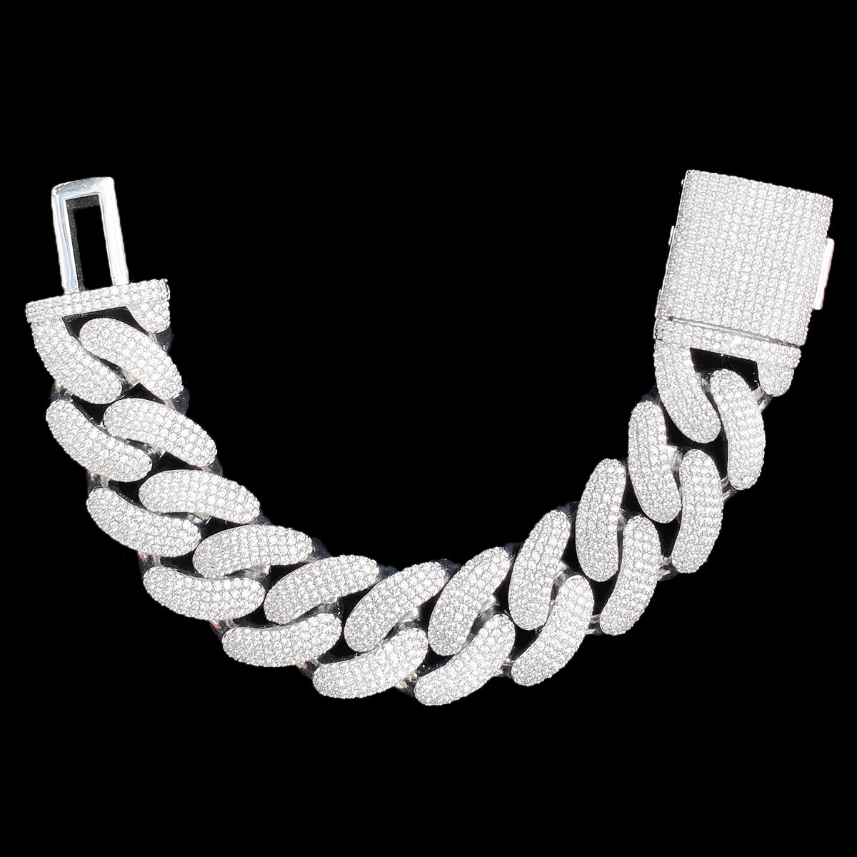 Moissanite Crescent Cuban Link Bracelet