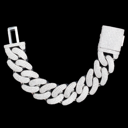 Moissanite Crescent Cuban Link Bracelet