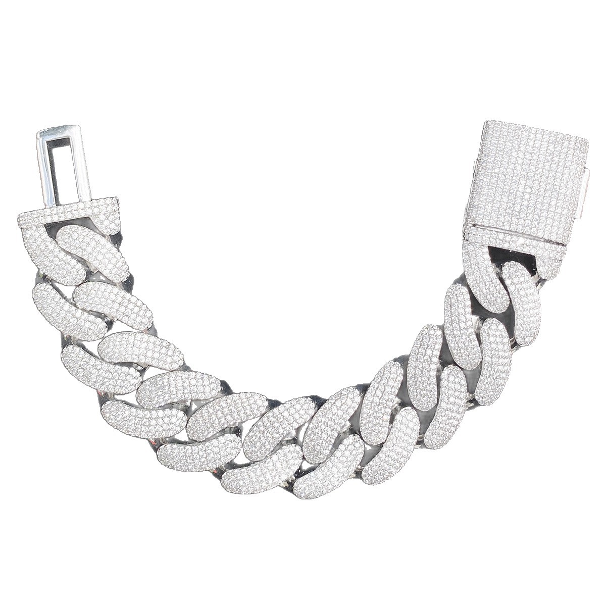 Moissanite Crescent Cuban Link Bracelet