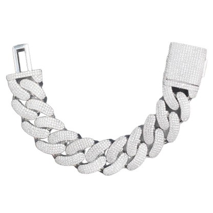 Moissanite Crescent Cuban Link Bracelet