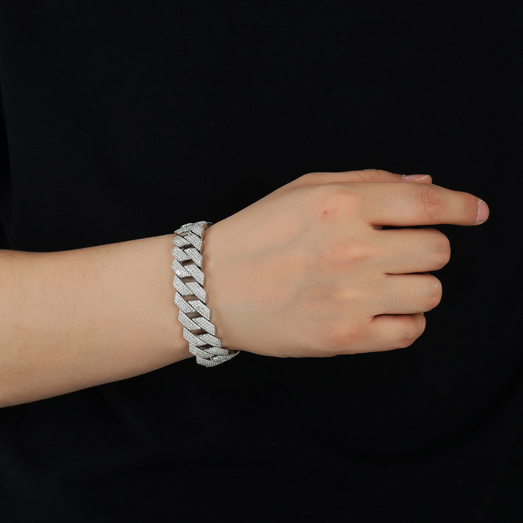 20mm Moissanite Diamond Prong Cuban Bracelet