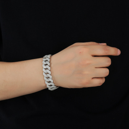 20mm Moissanite Diamond Prong Cuban Bracelet