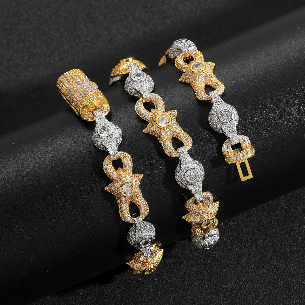 10mm Two-Tone Moissanite Cuban Chain