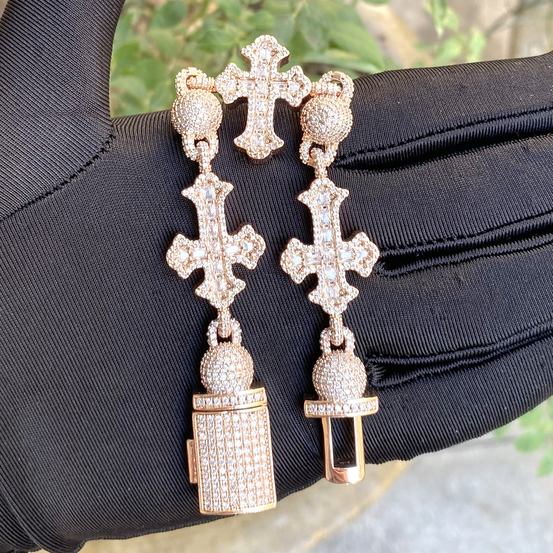 Hip-Hop Cross Bracelet with Moissanite Beads