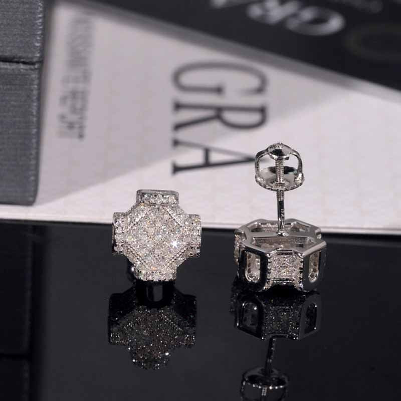 10mm925 Silver Moissanite Olive-Shaped Spiral Stud Earrings