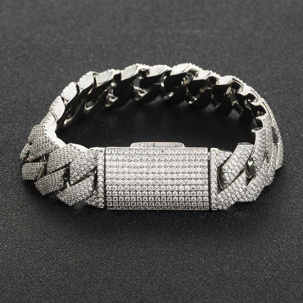 20mm Moissanite Diamond Prong Cuban Bracelet