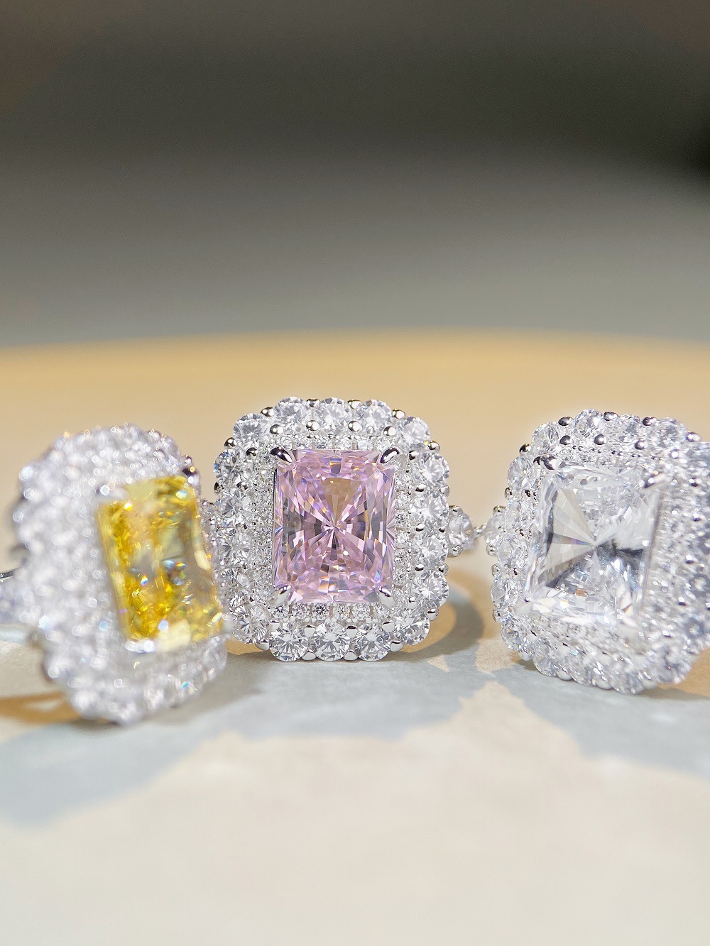 Pink Emerald Cut 3 Carat Engagement Ring