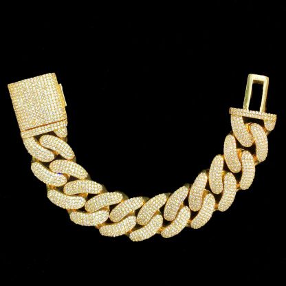 Moissanite Crescent Cuban Link Bracelet