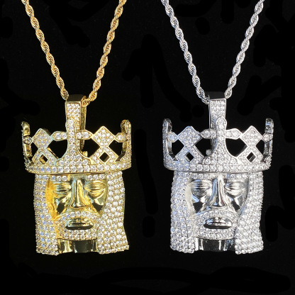 Moissanite Crown Jesus Pendant