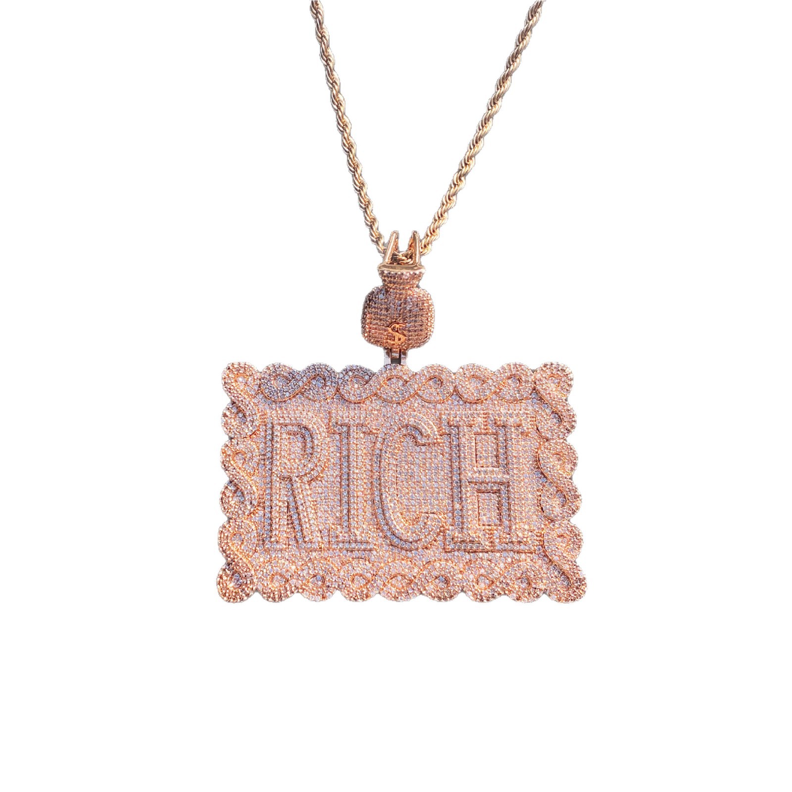 Hip-Hop Moissanite "RICH" Letter Pendant
