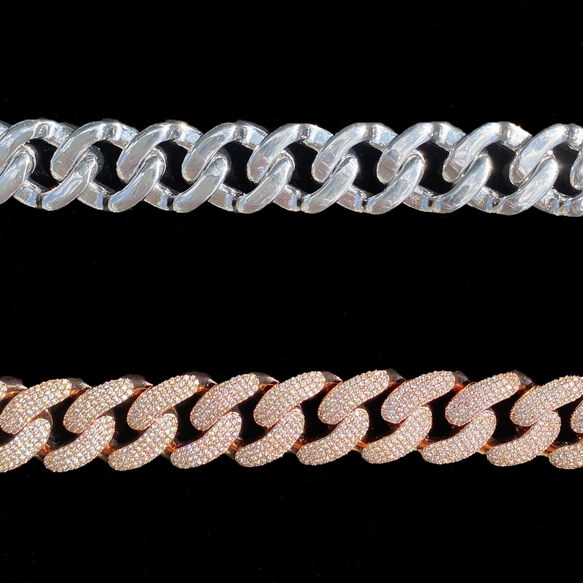 Moissanite Crescent Cuban Link Bracelet