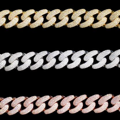 Moissanite Crescent Cuban Link Bracelet