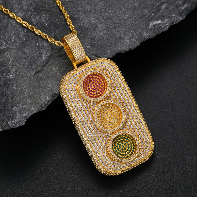 Moissanite Creative Color Traffic Light Pendant