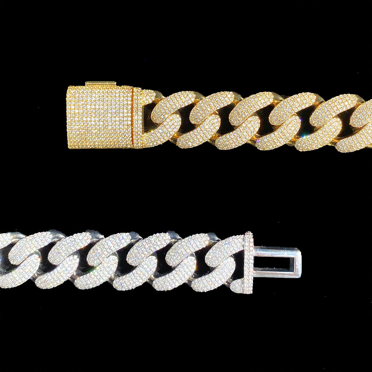 Moissanite Crescent Cuban Link Bracelet