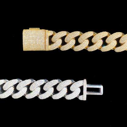 Moissanite Crescent Cuban Link Bracelet