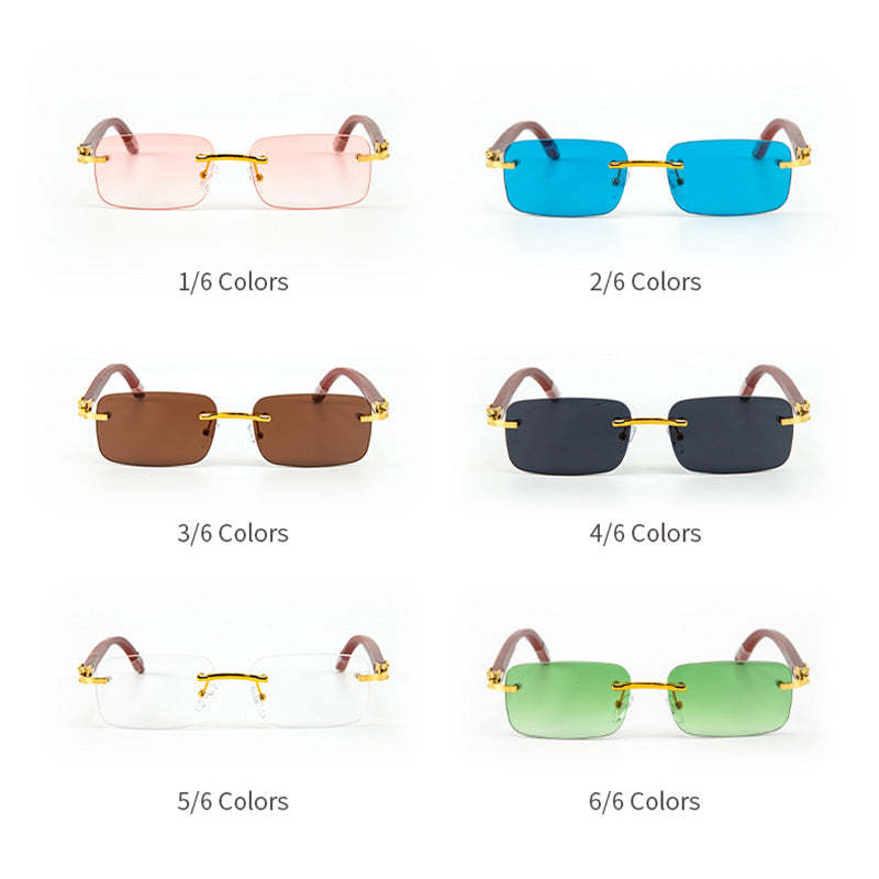 Fashion Frameless Wooden Temple Sunglasses
