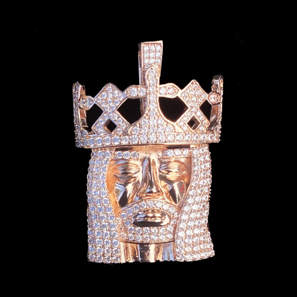 Moissanite Crown Jesus Pendant