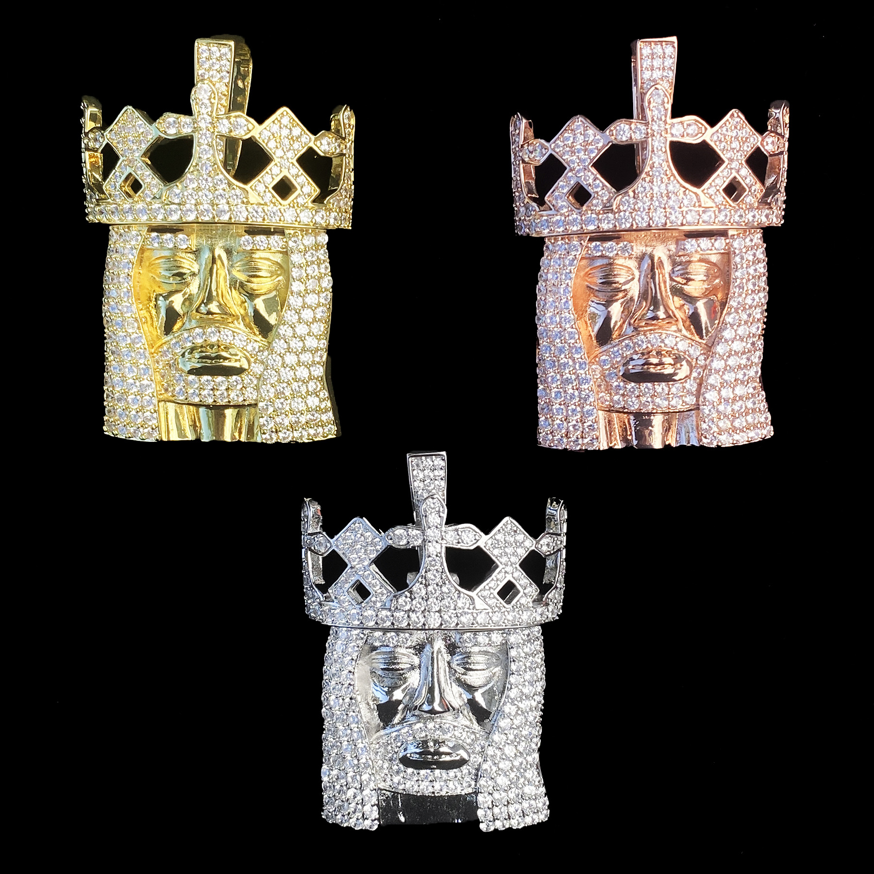 Moissanite Crown Jesus Pendant