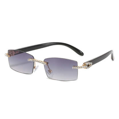 Gradual Grey Rectangle Rimless Sunglasses