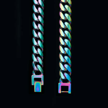 10mm Rainbow Miami Cuban Link Chain and bracelet set-krkcom