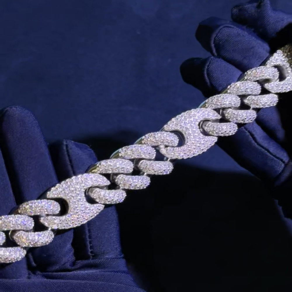 18mm Iced G-Link Moissanite Cuban Bracelet