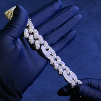 18mm Iced G-Link Moissanite Cuban Bracelet