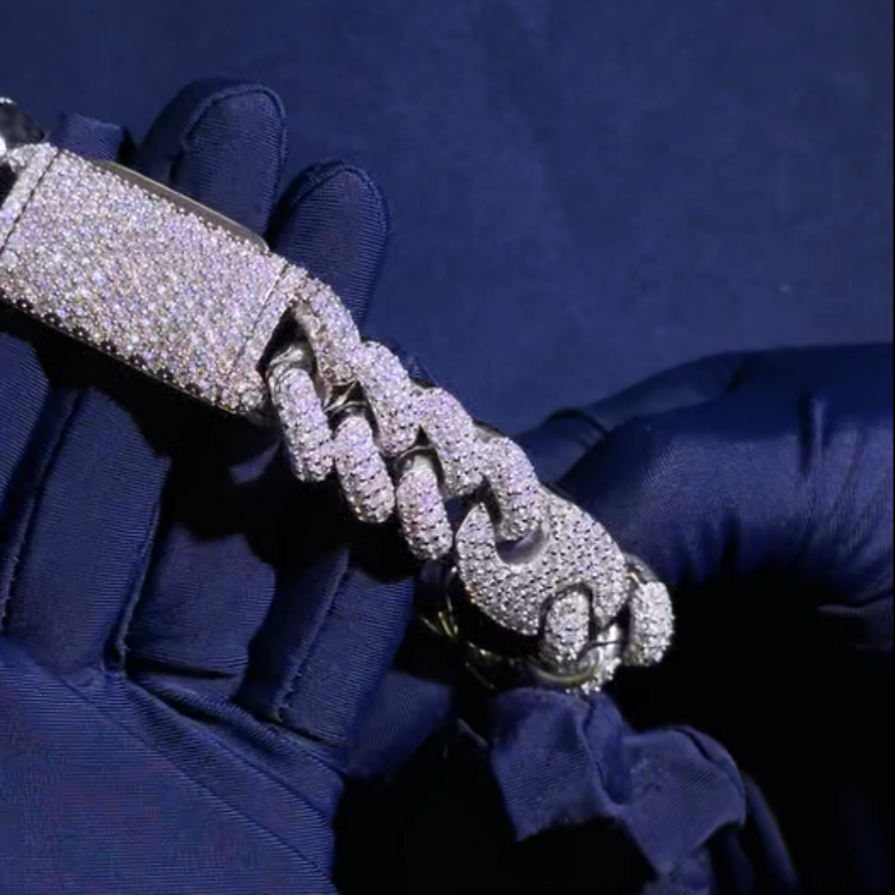 18mm Iced G-Link Moissanite Cuban Bracelet
