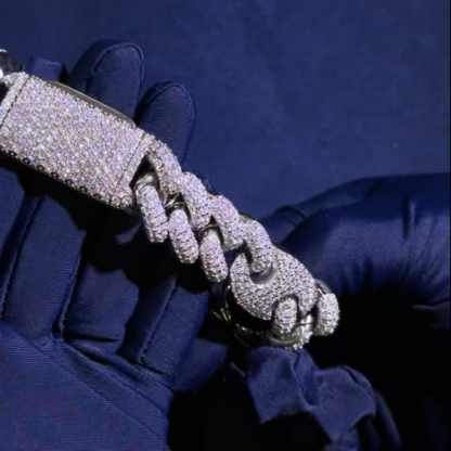 18mm Iced G-Link Moissanite Cuban Bracelet